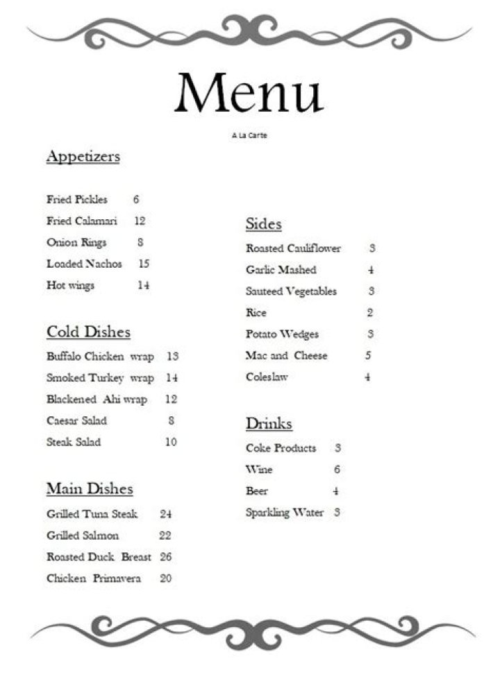 à la carte