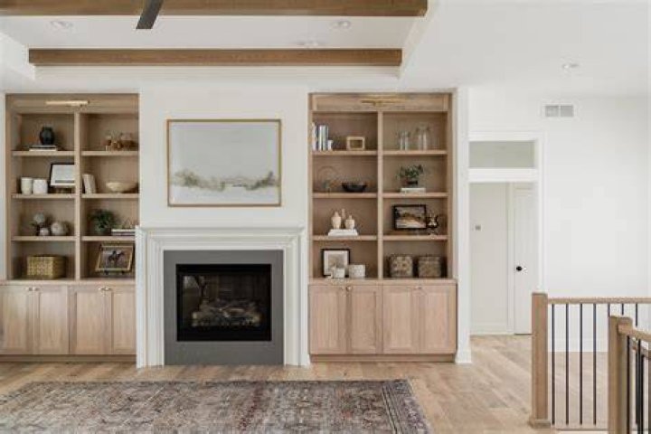 built in cabinets around fireplace