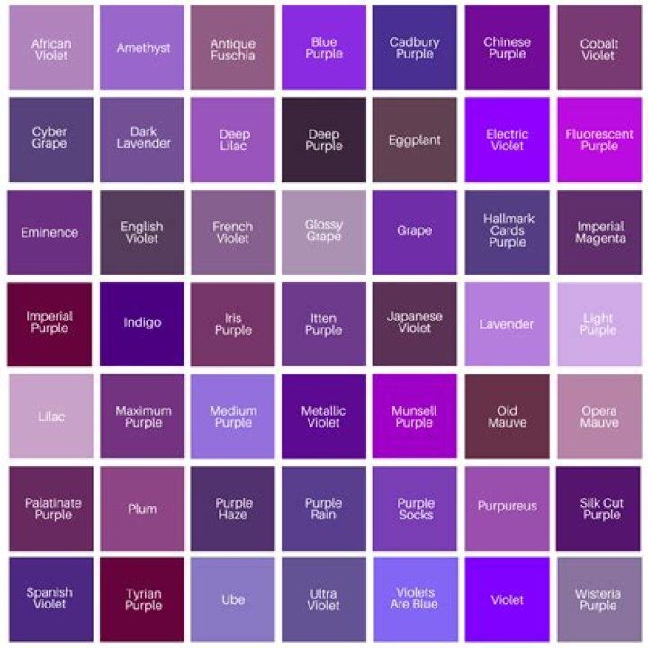 different purple colors