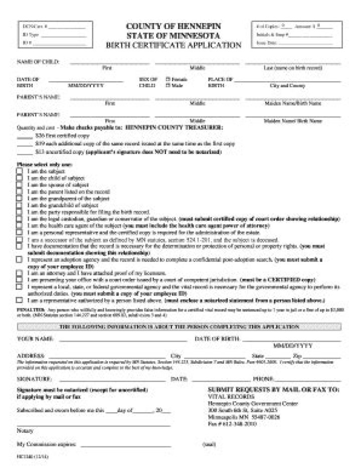hennepin county birth certificate