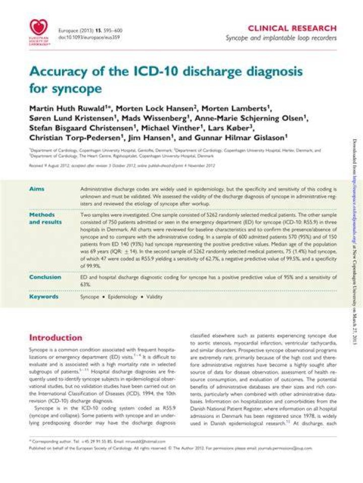 icd 10 for syncope